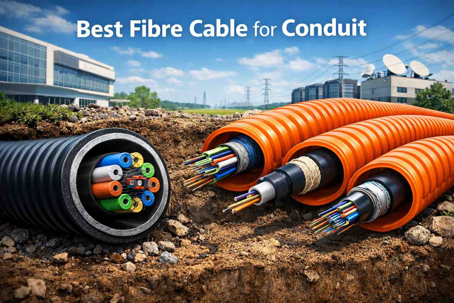 Best fibre cable for conduit showing tight buffered and indoor outdoor fibre cables installed in underground conduit systems